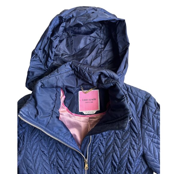 Kate Spade Quilted Navy Puffer Jacket XS - Picture 7 of 11